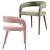 Elegant Lisette Velvet Dining Armchair 3D model small image 3