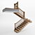 Wooden Spiral Staircase - Two-Flight 3D model small image 3