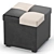 Velvet Beige Alpha Pouffe Ottoman 3D model small image 2