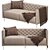 Tufted Leather Apartment Sofa 3D model small image 3