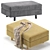 Elegant Velvet Beige Pouf Ottoman 3D model small image 3