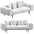 Spacious 2-Seater Sofa Chic Black 3D model small image 1