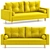 Numo Velvet Grafit Sofa Set 3D model small image 2
