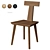 Modern Oak Finish Dining Chair 3D model small image 2