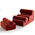 Lux Velvet Lounge Chair Ottoman 3D model small image 4
