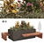 Modern Floral Wood Bench Planter 3D model small image 1