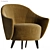 Luxurious Velvet Swoop Arm Chair 3D model small image 1