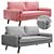 Gray Pink Camden Sofa USA 3D model small image 1