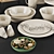 Indian Style Dish Set with Potpourri 3D model small image 2