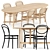 Elegant Thonet Chair Set & Arch Table 3D model small image 1