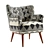 Elegant Petite Accent Armchair 3D model small image 1