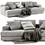 Modern Cassina Miloe 2-Seater Sofa 3D model small image 1