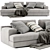 Modern Cassina Miloe 2-Seater Sofa 3D model small image 2