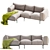  Luxe Leather Sectional Sofa 3D model small image 3