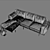  Luxe Leather Sectional Sofa 3D model small image 4
