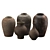 Handcrafted Clay Vases Set 3D model small image 1