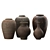 Handcrafted Clay Vases Set 3D model small image 2