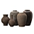 Handcrafted Clay Vases Set 3D model small image 4