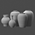 Handcrafted Clay Vases Set 3D model small image 5