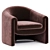  Modern Velvet Wide Barrel Chair 3D model small image 3