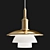 Opal Glass Brass Pendant Lamp 3D model small image 3