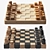 Wooden Chess Boards Set 3D model small image 1