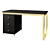 55" Black Wooden Writing Desk 3D model small image 1