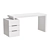 White Writing Desk Cabinet 3 Drawers 3D model small image 1