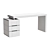 White Writing Desk Cabinet 3 Drawers 3D model small image 2