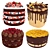 Berry Chocolate Cake Set 3D model small image 3