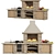 Outdoor Brick Barbecue Grill Set 3D model small image 3