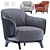 Elegant KAORI Luxury Armchair 3D model small image 1