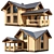 115 sq.m Log Cabin House 3D model small image 1