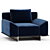 Elegant IPANEMA Fabric Armchair 3D model small image 1