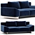 Elegant IPANEMA 2-Seater Fabric Sofa 3D model small image 2