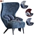 Sleek Modern Wingback Micro Chair 3D model small image 1