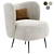 Plush Wingback Accent Chair 3D model small image 1