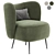 Plush Wingback Accent Chair 3D model small image 2