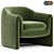 Elegant Velvet Barrel Chair 3D model small image 1