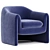 Elegant Velvet Barrel Chair 3D model small image 2