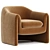 Elegant Velvet Barrel Chair 3D model small image 3