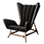 Midcentury Modern Wingback Lounge Chair 3D model small image 1