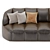 Luxury Cloud Leather Stitched Sofa 3D model small image 4