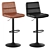 Leather Bar Stool with Metal Base 3D model small image 1