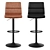 Leather Bar Stool with Metal Base 3D model small image 2