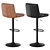 Leather Bar Stool with Metal Base 3D model small image 3