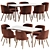 Midcentury Modern Barrel Backed Dining 3D model small image 1