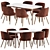 Midcentury Modern Barrel Backed Dining 3D model small image 2