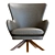 Crete&Barrel Grey Leather Wingback Chair 3D model small image 3