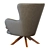 Crete&Barrel Grey Leather Wingback Chair 3D model small image 5